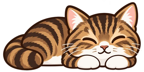 Sleeping tabby Maru illustration